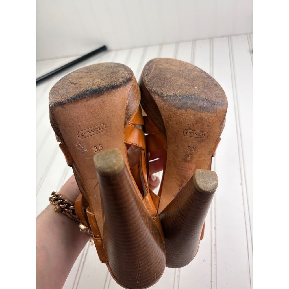 Coach Vintage Y2K Tamara Vachetta Platform High Heel Sandals Women's Size 8.5 - Picture 4 of 9